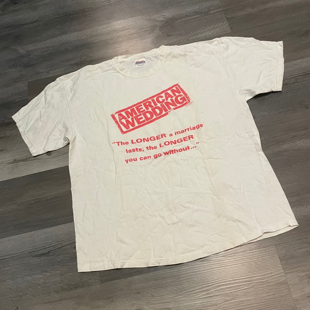 Vintage American Wedding Movie Promo T-Shirt 2003 Hanes White Mens XL
